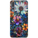 Printify Huawei P20 Pro İle Uyumlu Vitray Mücevher Flora Tasarımlı Şeffaf Silikon Kılıf Şeffaf
