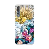 PrintiFy Huawei P20 Pro ile Uyumlu Vitray Okyanus Sabahı Tasarımlı Şeffaf Silikon Kılıf