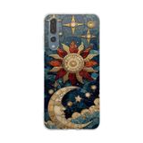 PrintiFy Huawei P20 Pro ile Uyumlu Vitray Sol ve Luna Tasarımlı Şeffaf Silikon Kılıf
