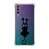 Printify Huawei P20 Pro Uyumlu Köşe Korumalı Antişok Kapak Çizgi Kedi Tasarımlı Şeffaf Kılıf
