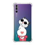Printify Huawei P20 Pro Uyumlu Köşe Korumalı Antişok Kapak Coolcat Tasarımlı Şeffaf Kılıf
