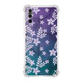 Printify Huawei P20 Pro Uyumlu Köşe Korumalı Antişok Kapak Floral Lila Tasarımlı Şeffaf Kılıf