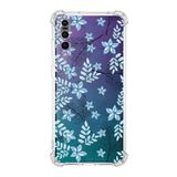 Printify Huawei P20 Pro Uyumlu Köşe Korumalı Antişok Kapak Floral Mavi Şekiller Tasarımlı Şeffaf Kılıf