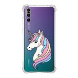 Printify Huawei P20 Pro Uyumlu Köşe Korumalı Antişok Kapak Unicorn Tasarımlı Şeffaf Kılıf