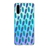 PrintiFy Huawei P30 ile Uyumlu 1mm Slim Fit Nazar Boncuğu 4 Baskılı Şeffaf Kılıf