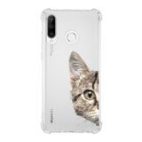 Printify Huawei P30 Lite Uyumlu Köşe Korumalı Antişok Kapak Catface Tasarımlı Şeffaf Kılıf