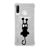 Printify Huawei P30 Lite Uyumlu Köşe Korumalı Antişok Kapak Çizgi Kedi Tasarımlı Şeffaf Kılıf
