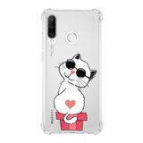 Printify Huawei P30 Lite Uyumlu Köşe Korumalı Antişok Kapak Coolcat Tasarımlı Şeffaf Kılıf