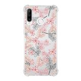 Printify Huawei P30 Lite Uyumlu Köşe Korumalı Antişok Kapak Floral Kırmızı Tasarımlı Şeffaf Kılıf