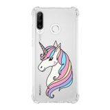 Printify Huawei P30 Lite Uyumlu Köşe Korumalı Antişok Kapak Unicorn Tasarımlı Şeffaf Kılıf