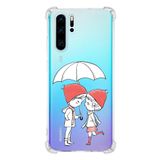 Printify Huawei P30 Pro Uyumlu Köşe Korumalı Antişok Kapak Aşk Tasarımlı Şeffaf Kılıf