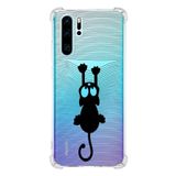Printify Huawei P30 Pro Uyumlu Köşe Korumalı Antişok Kapak Çizgi Kedi Tasarımlı Şeffaf Kılıf