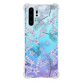 Printify Huawei P30 Pro Uyumlu Köşe Korumalı Antişok Kapak Floral Lila Tasarımlı Şeffaf Kılıf