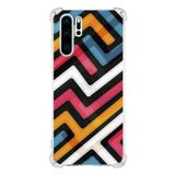 Printify Huawei P30 Pro Uyumlu Köşe Korumalı Antişok Kapak Labirent Grafiti Şekiller Tasarımlı Şeffaf Kılıf