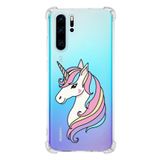 Printify Huawei P30 Pro Uyumlu Köşe Korumalı Antişok Kapak Unicorn Tasarımlı Şeffaf Kılıf