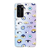 PrintiFy Huawei P40 ile Uyumlu 1mm Slim Fit Nazar Boncuğu 2 Baskılı Şeffaf Kılıf