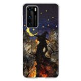PrintiFy Huawei P40 ile Uyumlu Vitray Cadı Saati Tasarımlı Şeffaf Silikon Kılıf