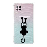 Printify Huawei P40 Lite Uyumlu Köşe Korumalı Antişok Kapak Çizgi Kedi Tasarımlı Şeffaf Kılıf