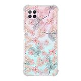 Printify Huawei P40 Lite Uyumlu Köşe Korumalı Antişok Kapak Floral Kırmızı Tasarımlı Şeffaf Kılıf
