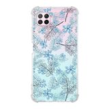 Printify Huawei P40 Lite Uyumlu Köşe Korumalı Antişok Kapak Floral Mavi Şekiller Tasarımlı Şeffaf Kılıf