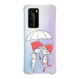 Printify Huawei P40 Pro Uyumlu Köşe Korumalı Antişok Kapak Aşk Tasarımlı Şeffaf Kılıf