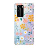 Printify Huawei P40 Pro Uyumlu Köşe Korumalı Antişok Kapak Çiçek Tasarımlı Şeffaf Kılıf