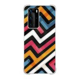Printify Huawei P40 Pro Uyumlu Köşe Korumalı Antişok Kapak Labirent Grafiti Şekiller Tasarımlı Şeffaf Kılıf