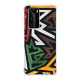 Printify Huawei P40 Pro Uyumlu Köşe Korumalı Antişok Kapak Soyut Grafiti Tasarımlı Şeffaf Kılıf