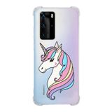 Printify Huawei P40 Pro Uyumlu Köşe Korumalı Antişok Kapak Unicorn Tasarımlı Şeffaf Kılıf