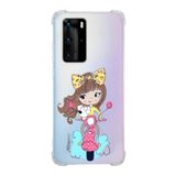 Printify Huawei P40 Pro Uyumlu Köşe Korumalı Antişok Kapak Vespagirl Şekiller Tasarımlı Şeffaf Kılıf