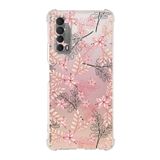 Printify Huawei PSmart 2021 Uyumlu Köşe Korumalı Antişok Kapak Floral Kırmızı Tasarımlı Şeffaf Kılıf