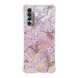 Printify Huawei PSmart 2021 Uyumlu Köşe Korumalı Antişok Kapak Floral Lila Tasarımlı Şeffaf Kılıf