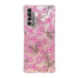 Printify Huawei PSmart 2021 Uyumlu Köşe Korumalı Antişok Kapak Floral Pembe Tasarımlı Şeffaf Kılıf
