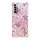 Printify Huawei PSmart 2021 Uyumlu Köşe Korumalı Antişok Kapak Floral Pudra Tasarımlı Şeffaf Kılıf