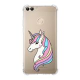 Printify Huawei PSmart Uyumlu Köşe Korumalı Antişok Kapak Unicorn Tasarımlı Şeffaf Kılıf