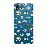 PrintiFy Huawei Y5 2019 ile Uyumlu 1mm Slim Fit Nazar Boncuğu 2 Baskılı Şeffaf Kılıf
