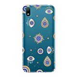 PrintiFy Huawei Y5 2019 ile Uyumlu 1mm Slim Fit Nazar Boncuğu 5 Baskılı Şeffaf Kılıf