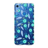 PrintiFy Huawei Y6 2019 ile Uyumlu 1mm Slim Fit Nazar Boncuğu 3 Baskılı Şeffaf Kılıf