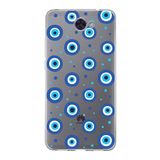PrintiFy Huawei Y7 2017 ile Uyumlu 1mm Slim Fit Nazar Boncuğu 1 Baskılı Şeffaf Kılıf