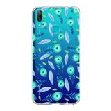 PrintiFy Huawei Y7 2019 ile Uyumlu 1mm Slim Fit Nazar Boncuğu 3 Baskılı Şeffaf Kılıf