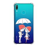 Printify Huawei Y7 2019 Uyumlu Köşe Korumalı Antişok Kapak Aşk Tasarımlı Şeffaf Kılıf
