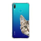 Printify Huawei Y7 2019 Uyumlu Köşe Korumalı Antişok Kapak Catface Tasarımlı Şeffaf Kılıf