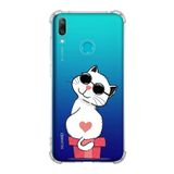 Printify Huawei Y7 2019 Uyumlu Köşe Korumalı Antişok Kapak Coolcat Tasarımlı Şeffaf Kılıf