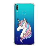 Printify Huawei Y7 2019 Uyumlu Köşe Korumalı Antişok Kapak Unicorn Tasarımlı Şeffaf Kılıf