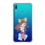 Printify Huawei Y7 2019 Uyumlu Köşe Korumalı Antişok Kapak Vespagirl Şekiller Tasarımlı Şeffaf Kılıf
