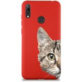PrintiFy Huawei Y7 2019 Uyumlu Lansman Kılıf Catface Tasarımlı İçi Kadife Kapak kirmizi