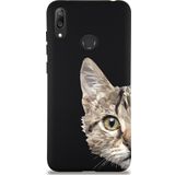 PrintiFy Huawei Y7 2019 Uyumlu Lansman Kılıf Catface Tasarımlı İçi Kadife Kapak siyah