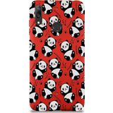 Printify Huawei Y7 2019 Uyumlu Lansman Kılıf Panda Tasarımlı Içi Kadife Kapak-Kırmızı