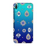PrintiFy Huawei Y7 Pro 2019 ile Uyumlu 1mm Slim Fit Nazar Boncuğu 5 Baskılı Şeffaf Kılıf