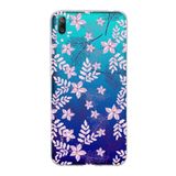 PrintiFy Huawei Y7 Pro 2019 ile Uyumlu Kapak Floral Pudra Tasarımlı 1mm Fit Şeffaf Silikon Kılıf